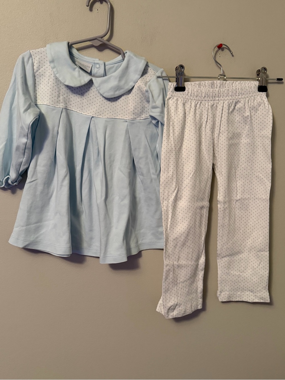Squiggles by Charlie Light Blue Peter Pan Collar Top with Matching Pants